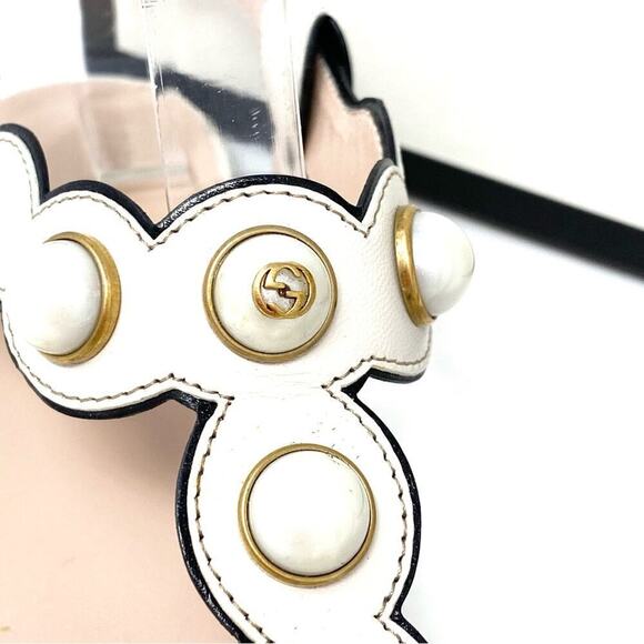 GUCCI DOUBLE GG PEARL LEATHER SANDALS SZ 36.5 - Picture 2 of 11